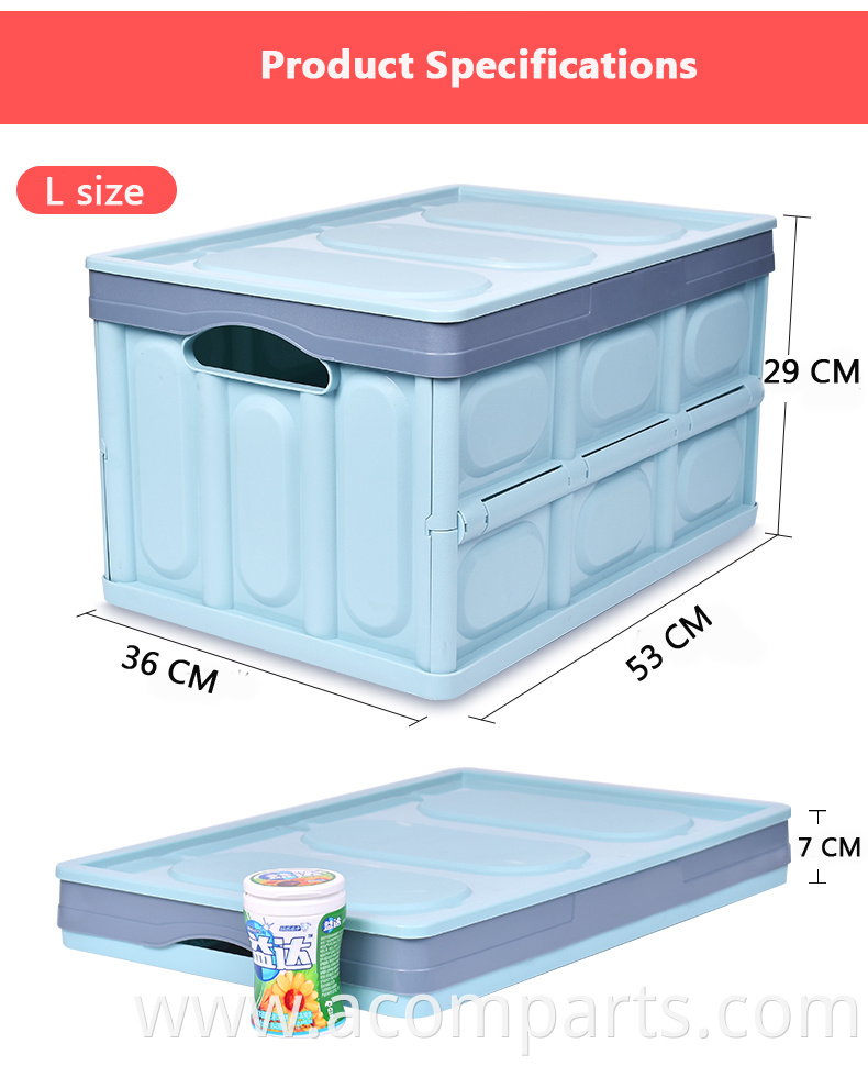 Direct sales low moq foldable thick PP material stackable storage box trunk organizer for car cleaning products